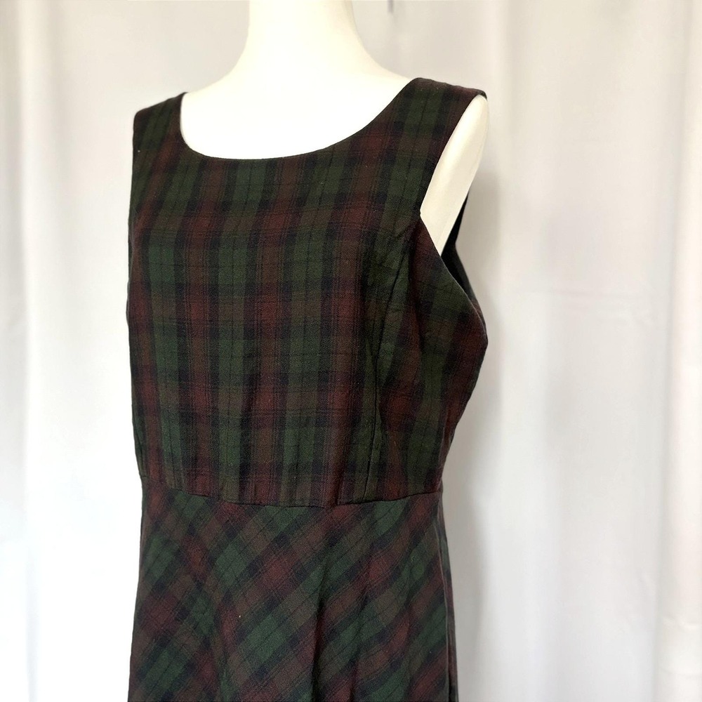 VTG Laura Ashley Christmas Holiday Dress Plaid Tartan Wool Cottage Academia Prep - Picture 3 of 8